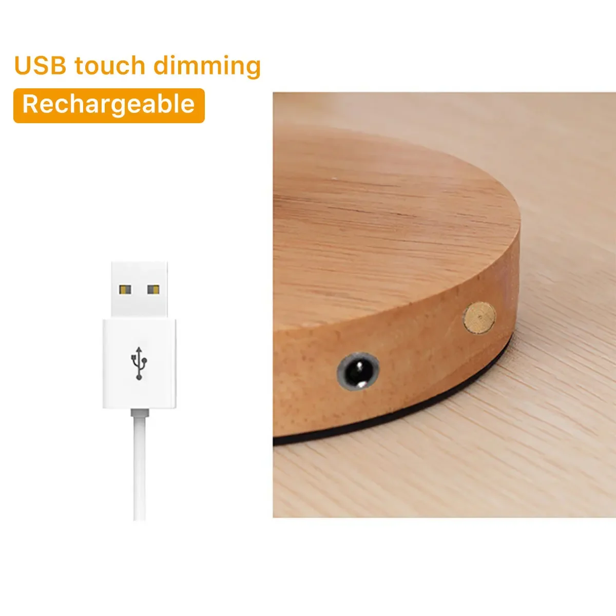 Wooden Desk Lamp Bedside Lamp Night Light Eye Protection Table Light With Cylinder Lamp Shade  Decor USB Rechargeable Lamp Light