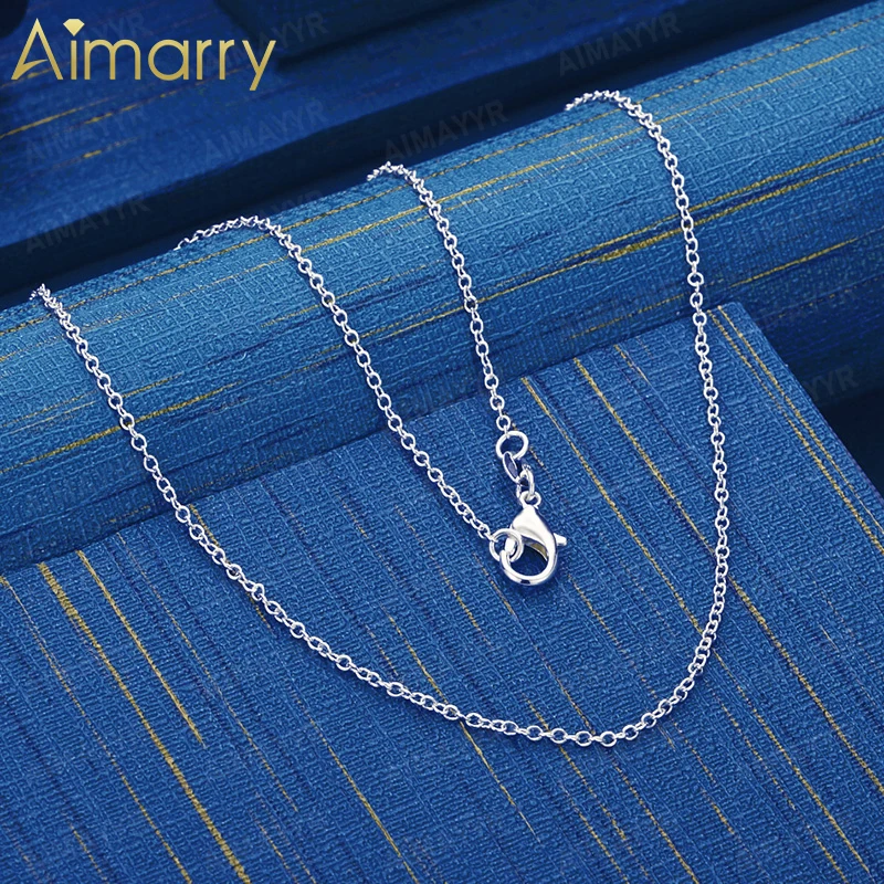 925 Sterling Silver Simple O-shaped Thin Chain Necklace 18 Inches Women's Party Banquet Engagement Wedding Fashion Jewelry