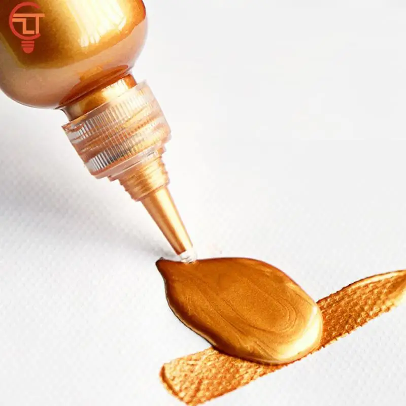 60ml Acrylic paint Gold Paint Metallic waterproof not faded for Statuary Coloring DIY hand clothes painted graffiti Pigments