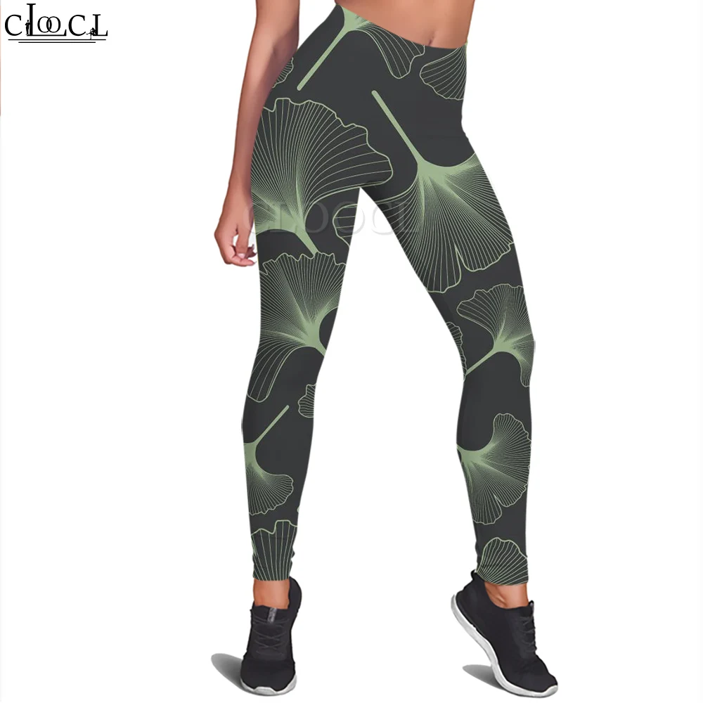 

CLOOCL Leggings Women Sexy Yoga Pants Retro Ginkgo Biloba Graphic 3D Print Trousers High Waist Fitness Pants Women Clothing