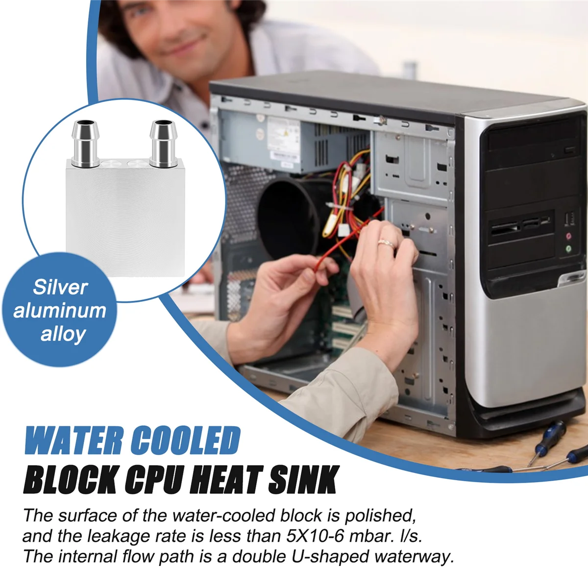 Aluminum Water Cooling Block 40X40X12mm Cooler for Computer CPU Radiator