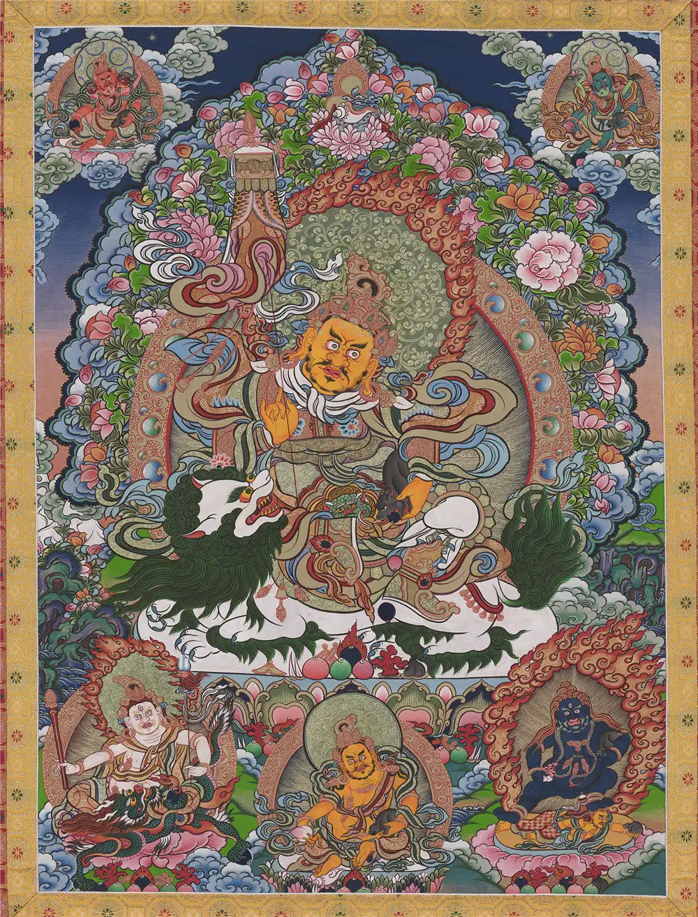 

Vaishravana / Vaisravana Thangka,Gandhanra Tibetan Buddhist Thangka Art,Giclee Printed and Hand Framed,47" × 32"