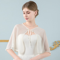 Summer solid color evening gown shawl European and American retro bride wedding dress chiffon cardigan sleeveless mid length sun