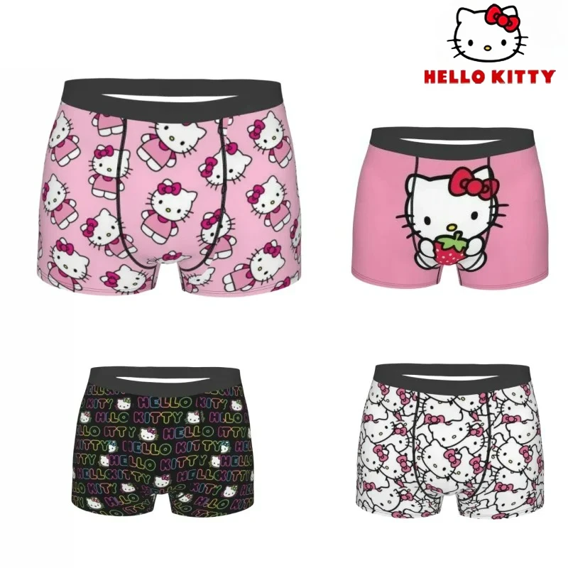 Нижнее белье с рисунком Hello Kitty, дышащие трусы-боксеры с принтом, холодные, шелковистые и удобные.