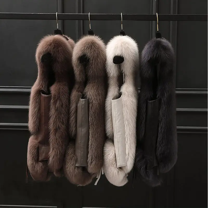 2023 Winter New Women Faux Fox Fur Coat Thicken Warm Casual Waistcoat Slim Short Outwear Fashion Patchwork Solid Color Outcoat