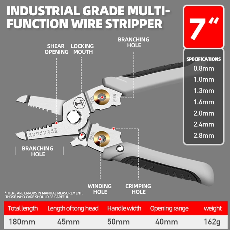 1 PCS Lvlin Wire Pliers Electrician Wire Cutting Pliers Multifunctional Peeling Pliers Hand-Held Wire Pressing Pliers