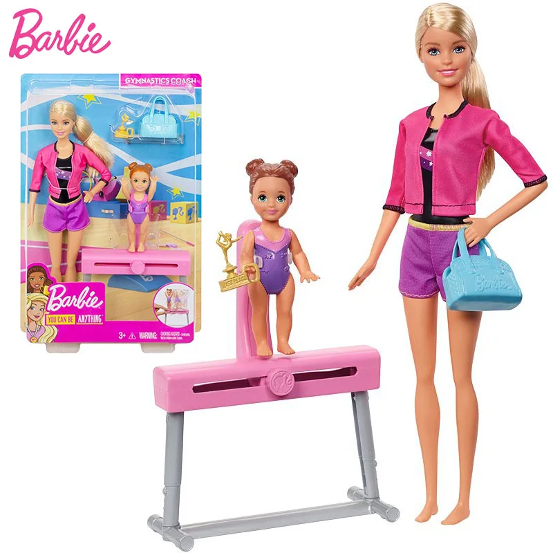 Original Barbie Gymnastics Balance Beam Barbie Doll for Girls Accessories with Twirling Kid Toys for Children Sports Bjd Playset