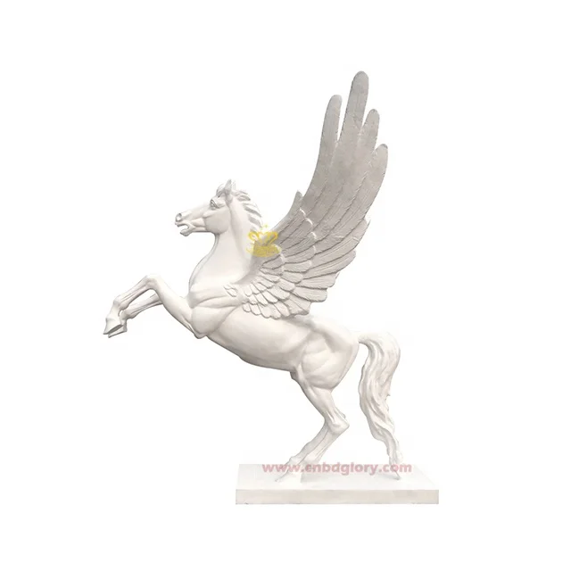 Escultura de Arte Animal para Decoración de Paisajes de Jardines y Plazas al Aire Libre, Estatua de Caballo Alado de Pegaso de Fibra de Vidrio y Resina