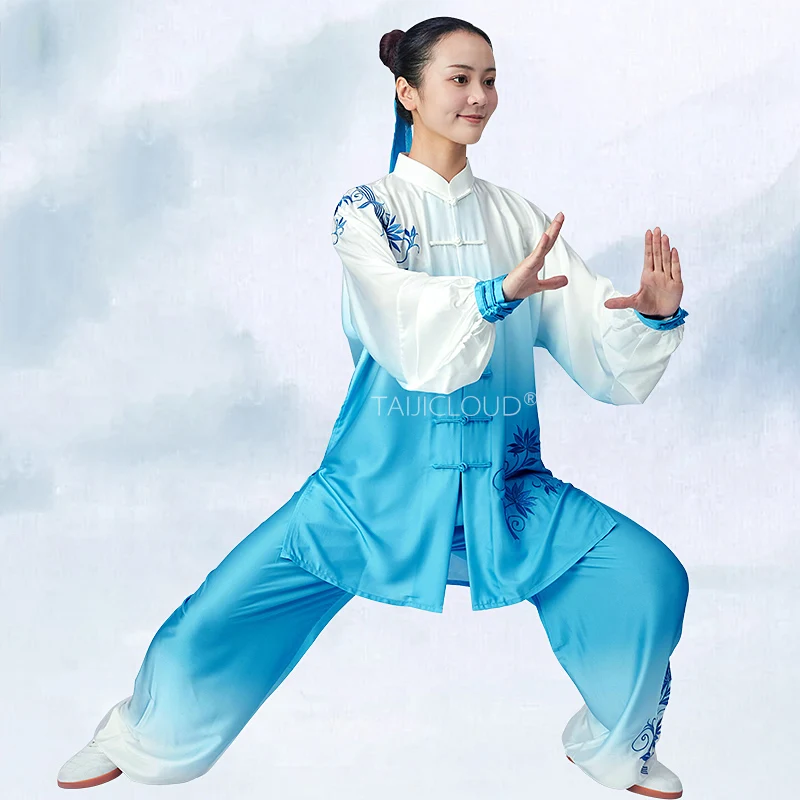 2024 Tai Chi Kung Fu Suit - Women's Ombre Sheer Overlay & Men's Martial Arts Uniform for Stage Performance & Competition
