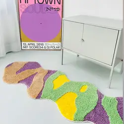 Irregular Long Shape Soft Tufting Carpet Bedside Absorben Fluffy Tufted Rug Floor Mats Blanket Non-slip Floor Mat Decoration