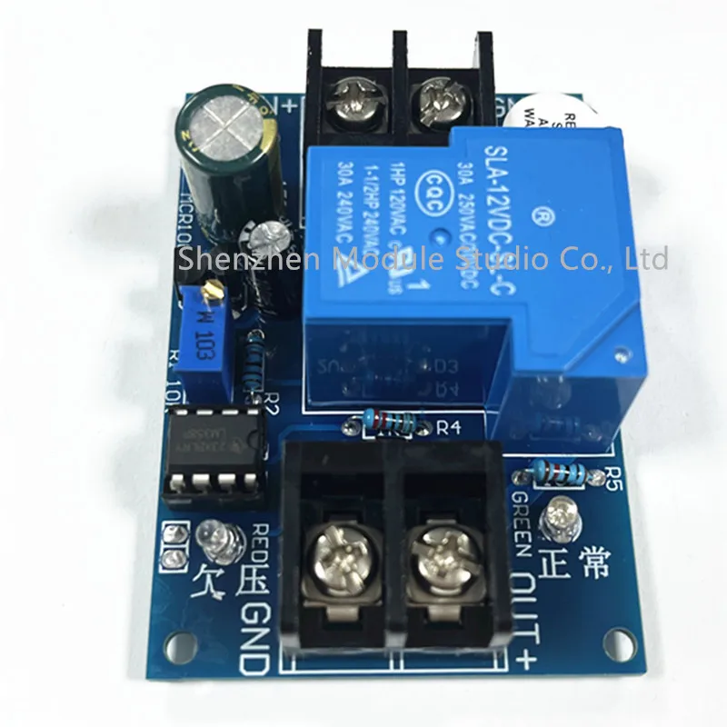 DC 12V 24V Lead-Acid Lithium Battery Discharge Controller Low Voltage Over-Discharge Protection Board with Alarmer 5-20S Delay