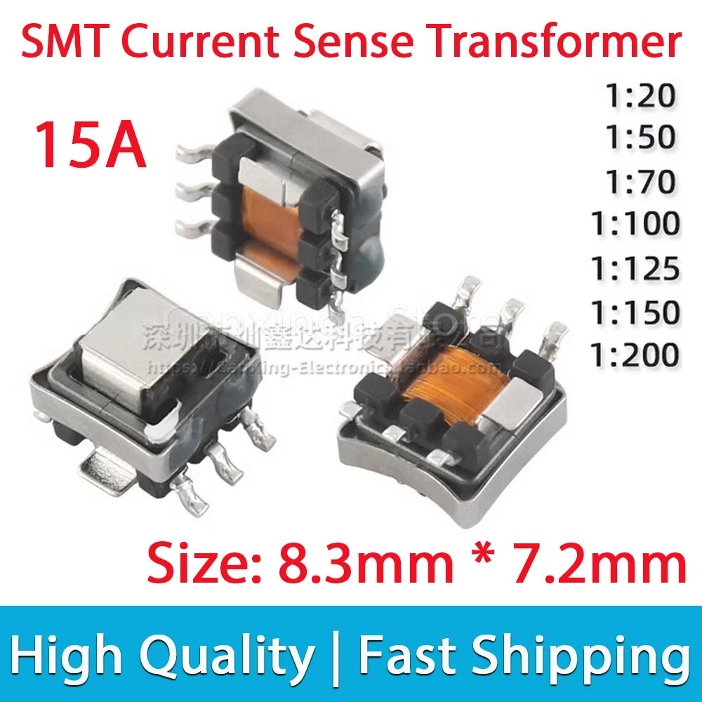 2pcs SMD SMT 15A High Current Sense Sensor Transformer Turns Ratio 1:20 1:50 1:70 1:100 1:125 1:150 1:200 EE5.0