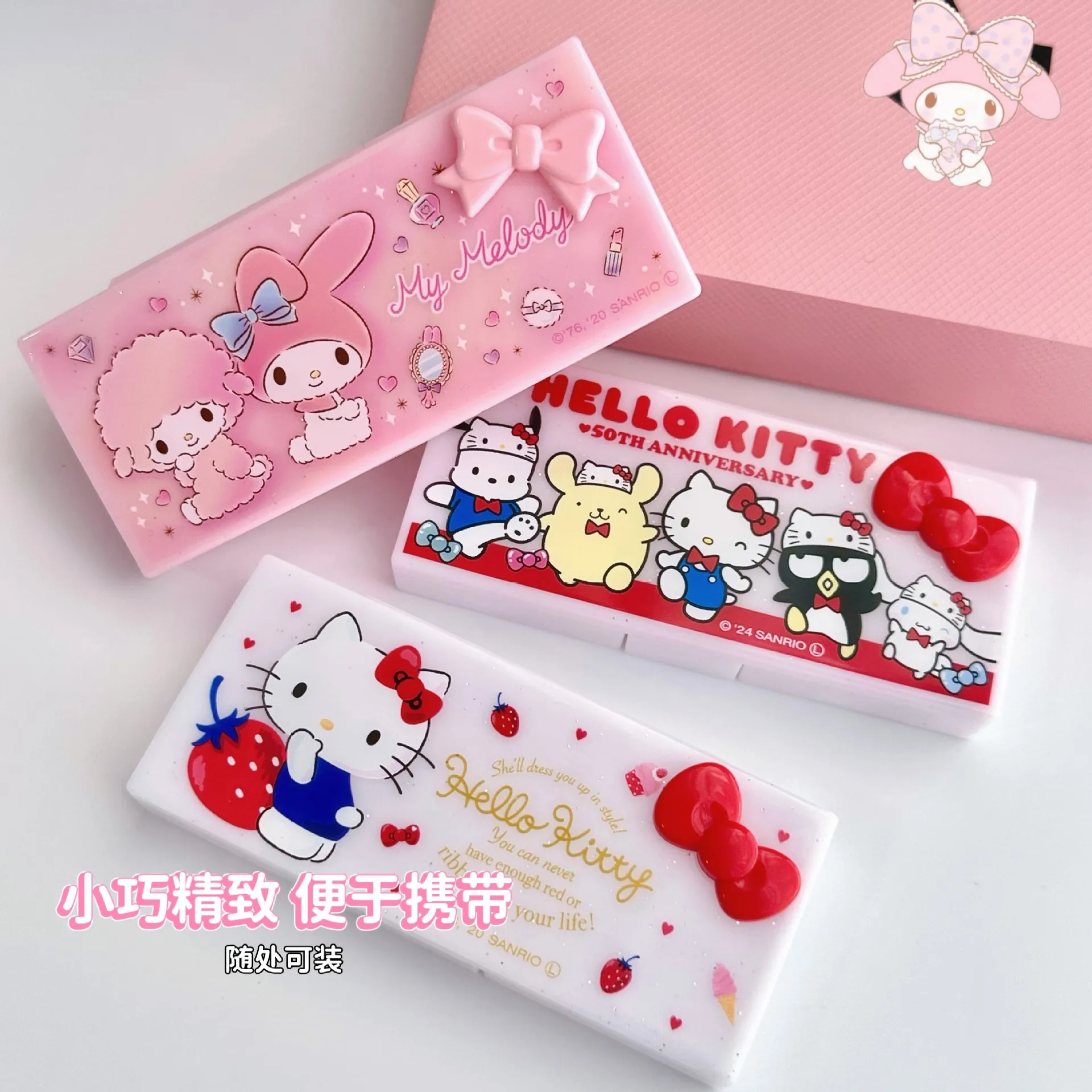 Nuovo Sanrio HelloKitty Melody stuzzicadenti filo tampone di cotone portatile casa piccola scatola di immagazzinaggio regalo per bambini