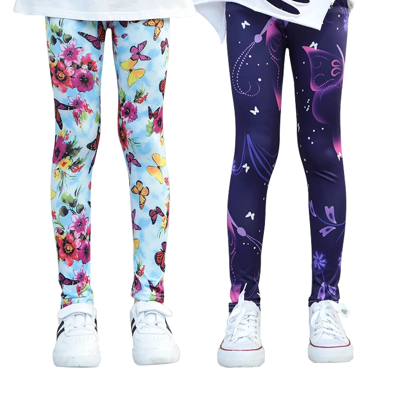 LJMOFA Mädchen Leggings für Kid Sommer Floral Bleistift Hosen Nette Kleinkind Dünne Hosen Teenager Kind 3-10 Jahre Engen hose