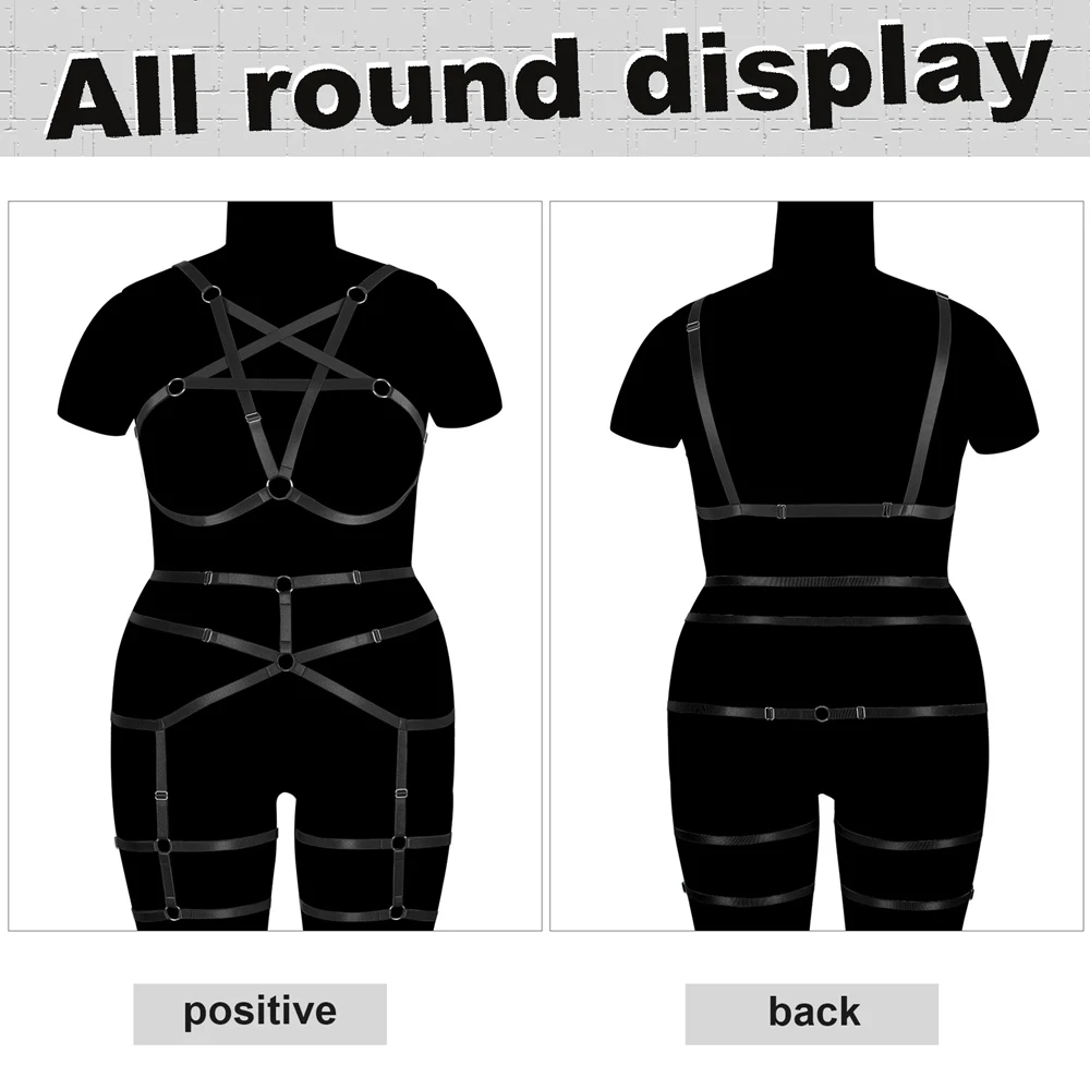 Pentagram Body Bondage Harness For Plump Women Fetish Accessory Plus Size Lingerie Punk Cosplay Sexy Garter Harajuku Costume