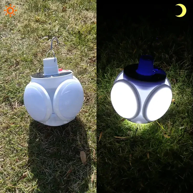 Solar Lamp Outdoor UFO SOS LED Emergency Camping Light Solar Power USB Charging Remote Control Lighting