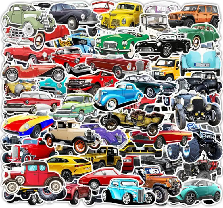 

10/30/50/102pcs Off-road Vehicle Classic Car Children's Cool Decals Sticker Scooter Bike Mobile Laptop Traveling Diy Kids