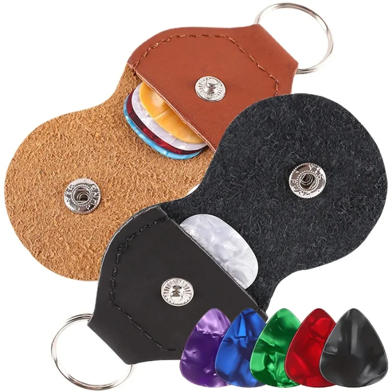Mini bolsa de almacenamiento para púas de guitarra estilo prensa, Material de cuero PU, estuches para púas de guitarra, bolsa, herramientas de almacenamiento de accesorios para instrumentos musicales