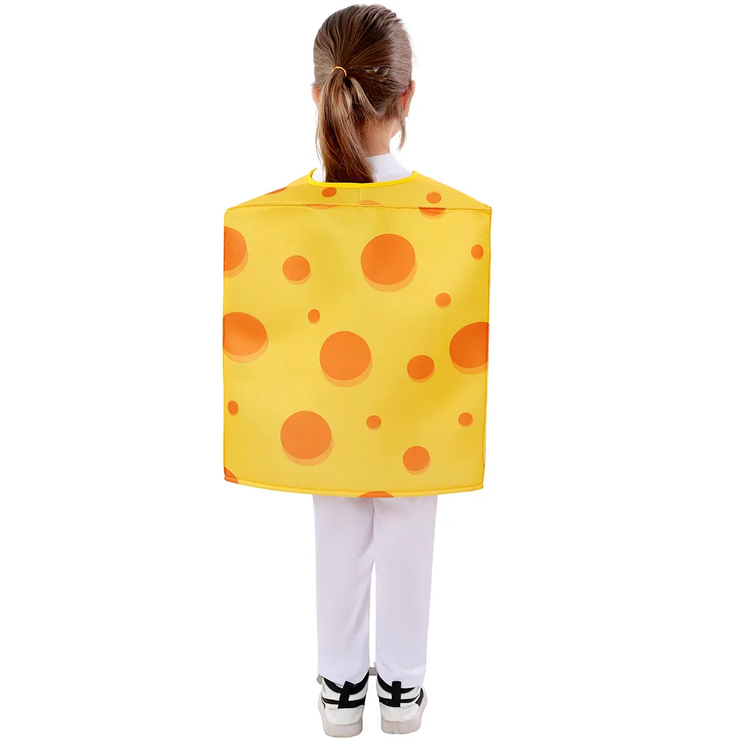 Costume de nourriture de fromage jaune pour enfants, tunique mignonne unisexe pour enfants, combinaison d'Halloween, cosplay pour filles et garçons, vraiment cheesy