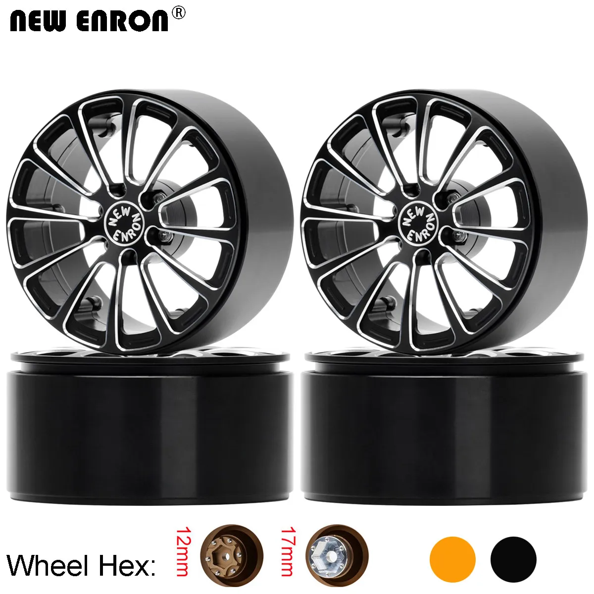 Aluminum CNC Beadlock 12mm 17mm Wheel Rims Hub For RC 2.6 inch 1/7 1/8 Crawler tires MK07 Axial 4082 H8H CROSS