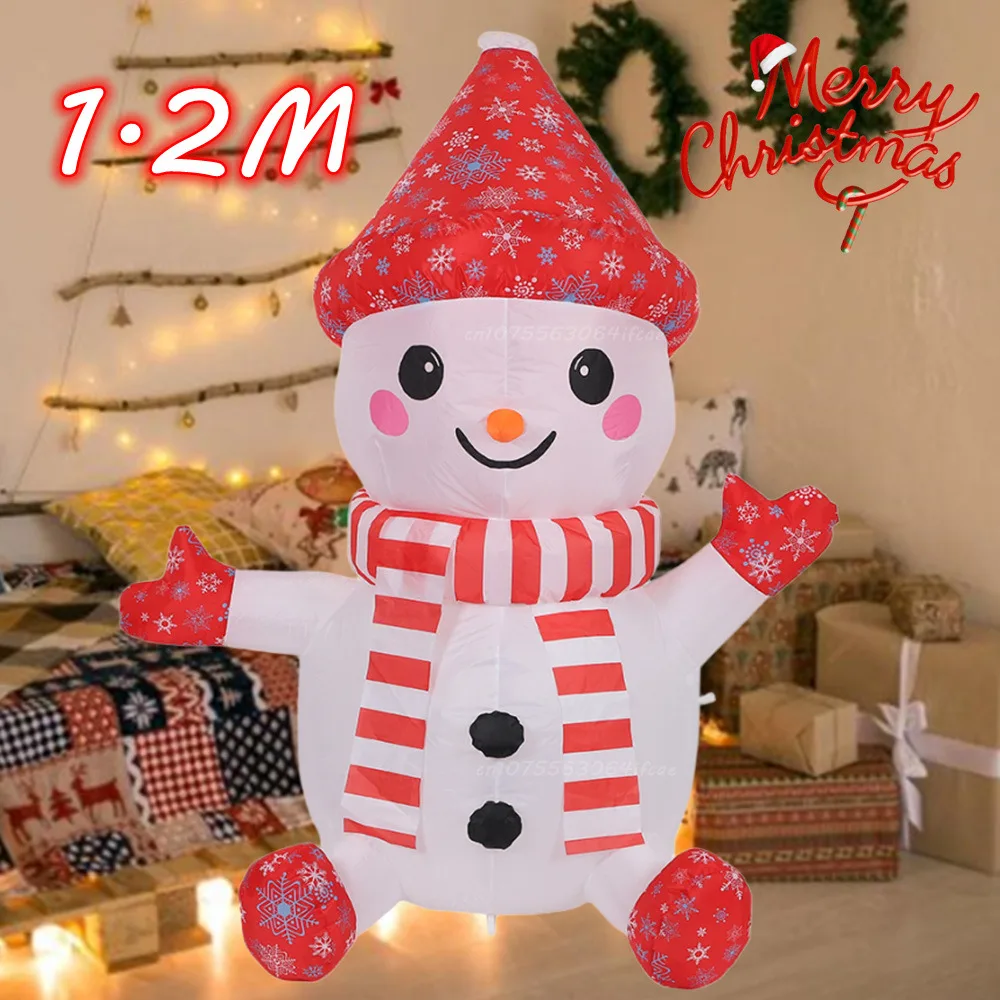 

1.2M Christmas Inflatable Cute Snowman Sitting On the Ground Built-in LED Outdoor Party Christmas Decoration Garden Yard Props