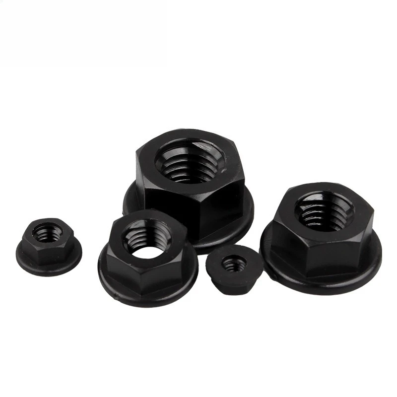 10/50pcs M3 M4 M5 M6 M8 M10 M12 Black White Flat Bottom PA66 Plastic Nylon Insulation Hexagonal Hex Head Flange Nut DIN6923