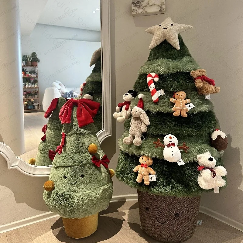 90cm Christmas Tree With Snowman Doll Pendants Home Scene Decoration Ornament Reusable Easy Layout Holiday Party Decor