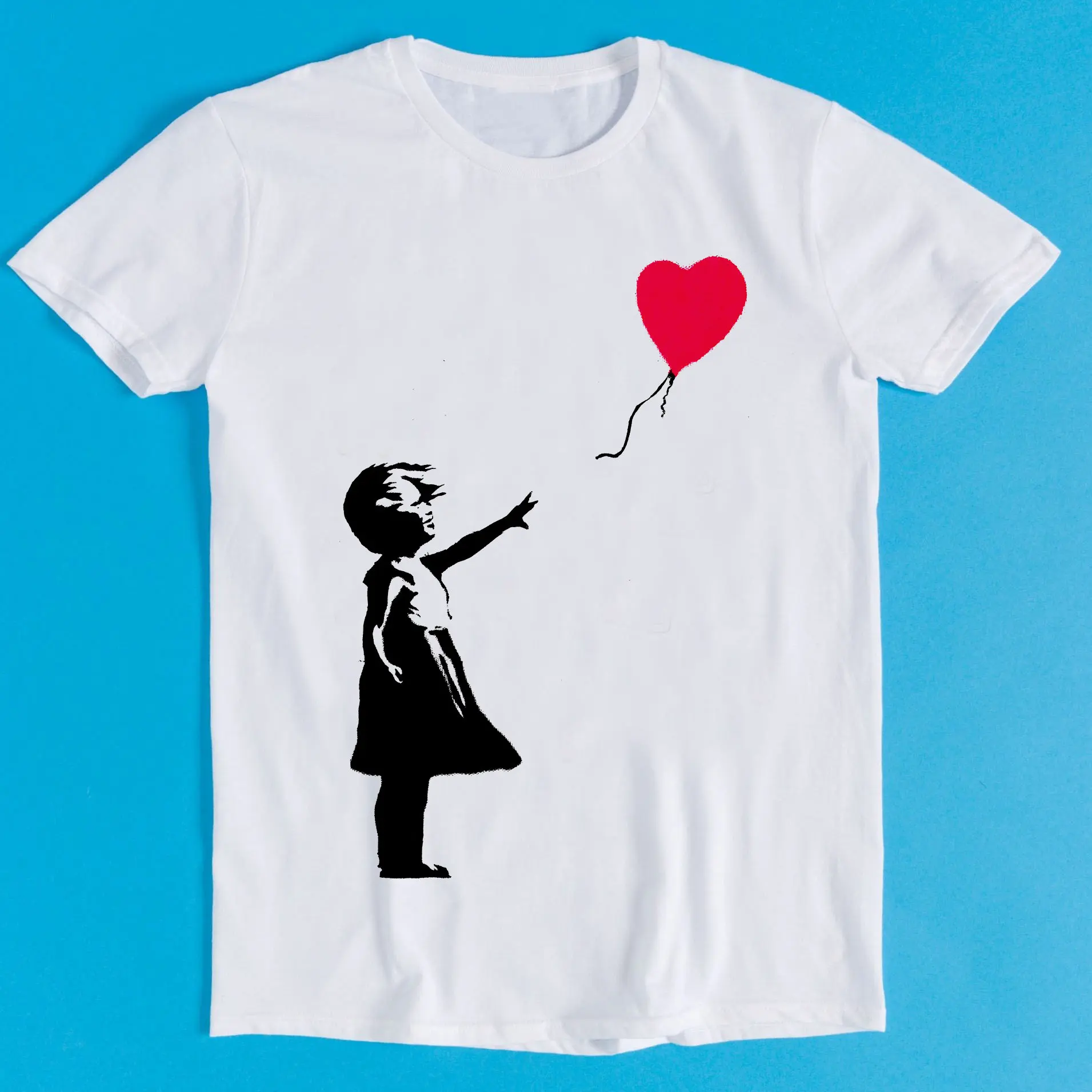 

Женская футболка больших размеров с воздушным шаром для девочек Hearth Love, хлопковая дышащая модная и универсальная уличная одежда унисекс большого размера