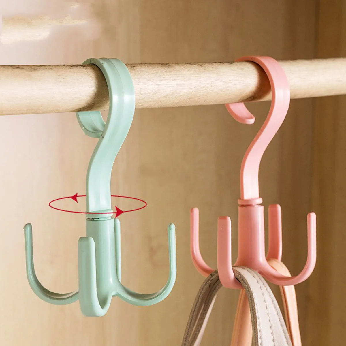 Ganchos giratorios multifuncionales creativos de cuatro garras, bolsas colgantes para abrigos, bufanda, perchas de almacenamiento para armario, bolsas para perchas de puerta, 1 ud.
