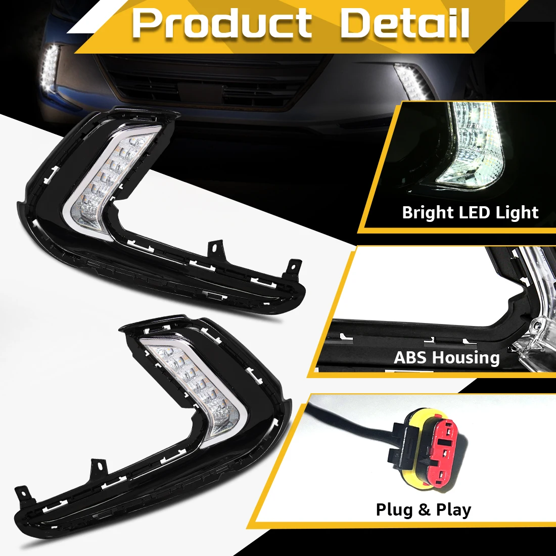 ヒュンダイ エラントラ 2016-2018用 LED DRL - Car Accessories For Road Trip のレビューと価格