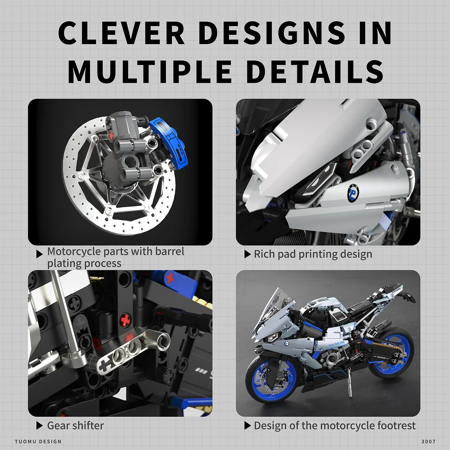 크리 에이 티브 기술 오토바이 빌딩 블록 M1000RR 모델 MOC 호환 벽돌 키트 성인을위한 선물 어린이 수집가 세트