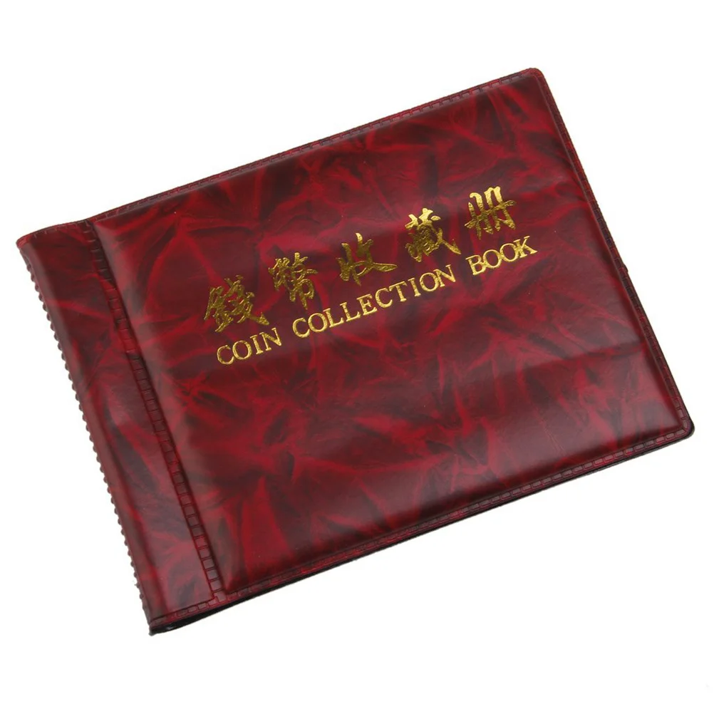 

Portable Coin Collecting Album 60 Pockets 10 Pages Rosy 138x98cm PU Cover Opp Page Easy Carry Storage Display Coins Caps
