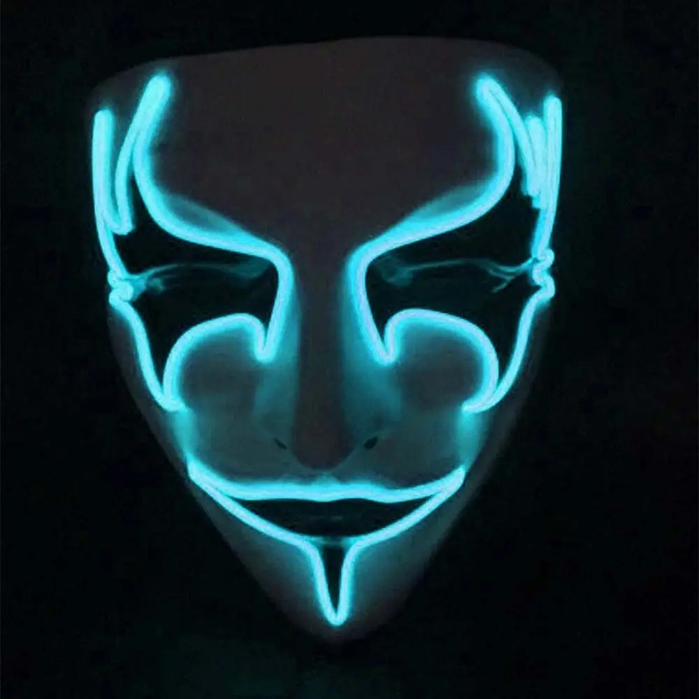 Maschera puntelli puntelli per feste maschera luminosa maschera lampeggiante a pieno facciale V per maschera di Vendetta maschera incandescente maschera Cosplay maschera luminosa a Led