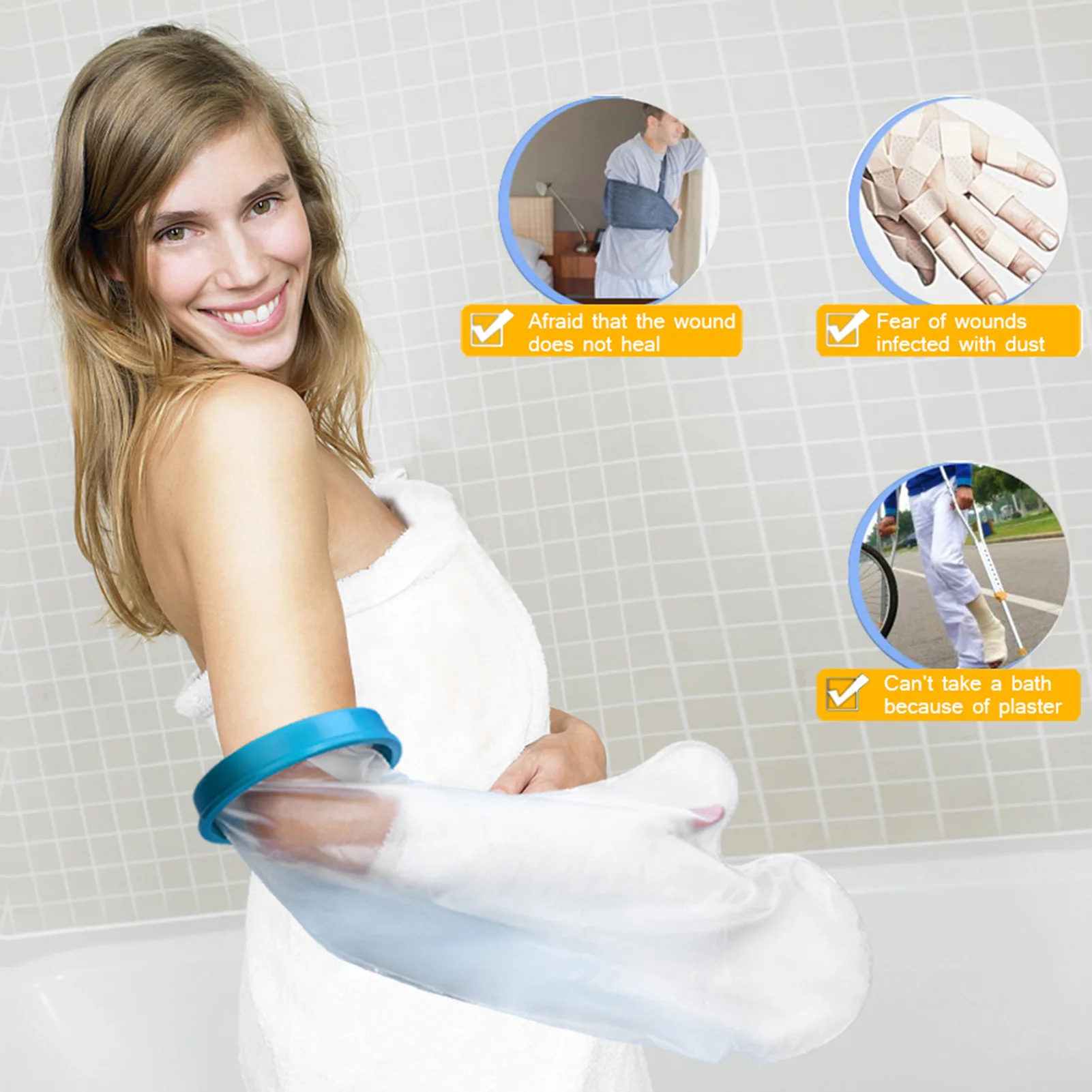 Shower Cover Adult Waterproof Sealed Cast Bandage Protector Wound Fracture Leg Foot Arm Palm Bath Protective Ring Sleeve