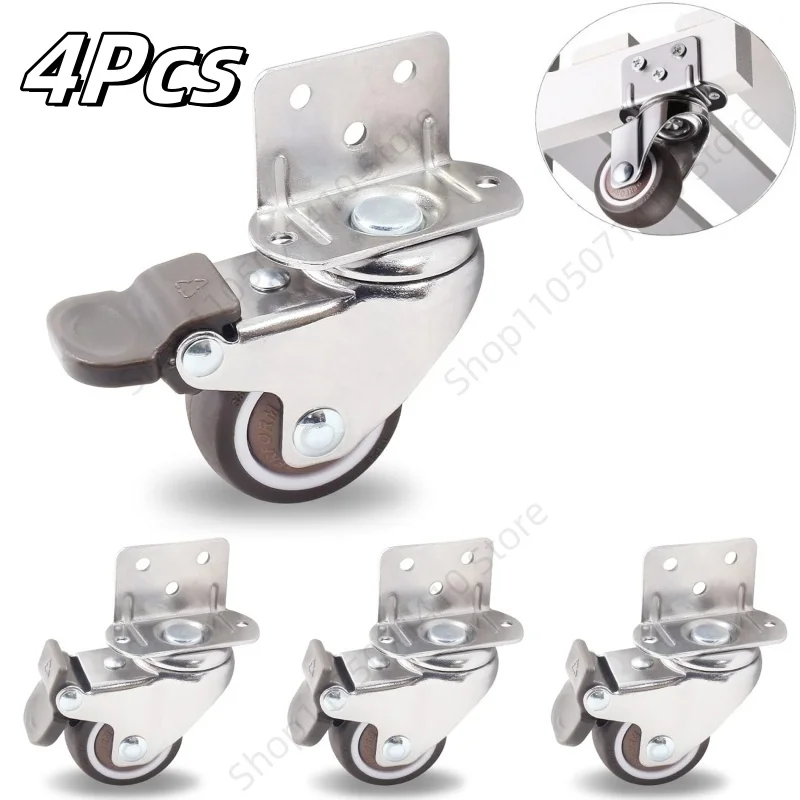 4Pcs L Type Heavy Duty Furniture Caster Wear 1-2inch Resistant Mute Universal Wheel 360° Swivel for Platform Trolley Accessory