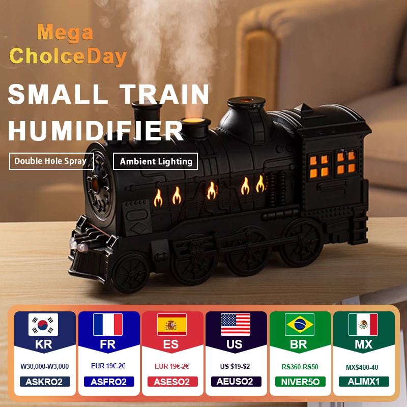 Household Small Train Humidifier 300ML Air Purifier Aromatic Diffuser Aromatherapy Machine USB Indoor Office Ultrasonic Sprayer
