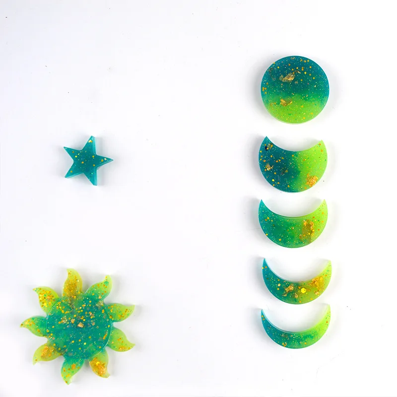 SZ022 DIY Sun Moon Star Pendant Epoxy Resin Silicone Mold For Lunar Eclipse Wall Decoration Making