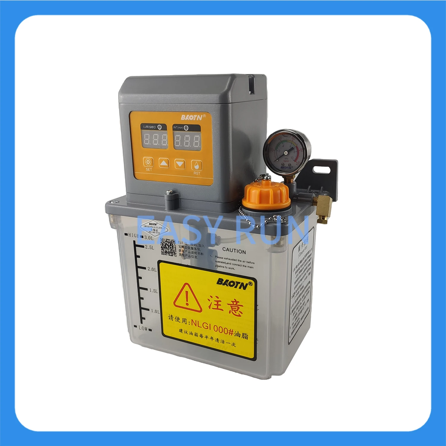 BAOTN GTB-A2P3 Lubrication System AC220V Automatic Electric Grease Pump 3L With Display And Pressure Gauge 000#
