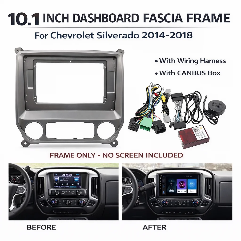 

For Chevrolet Silverado 2014-2018 10.1 Inch Car Radio Fascia Frame 2 Din Dashboard Panel Trim