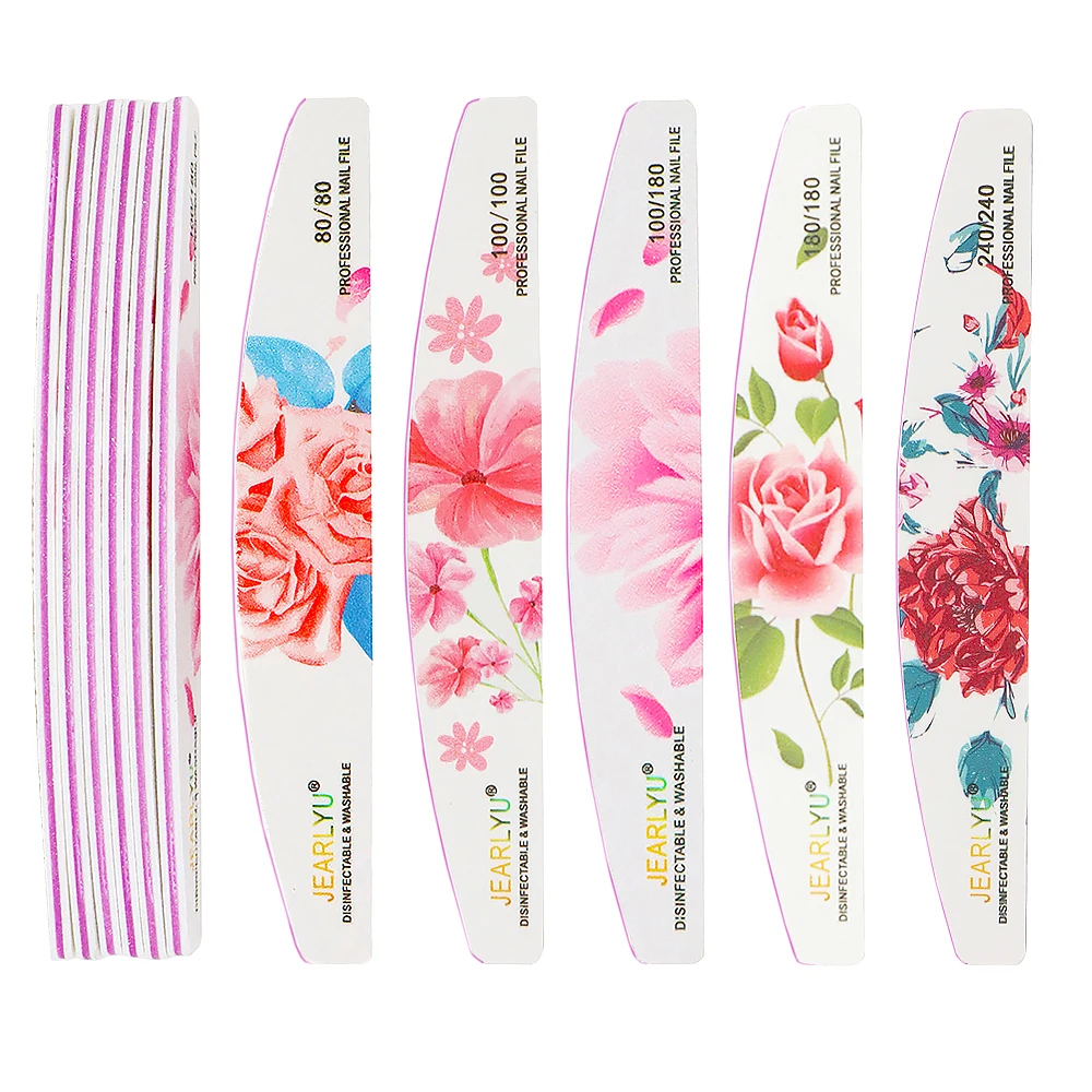 5/10/25 unids/lote lima de uñas mezcla de colores Limas 80 a 240 grano papel de lija profesional removedor de cutículas limas tampón juego de herramientas de manicura