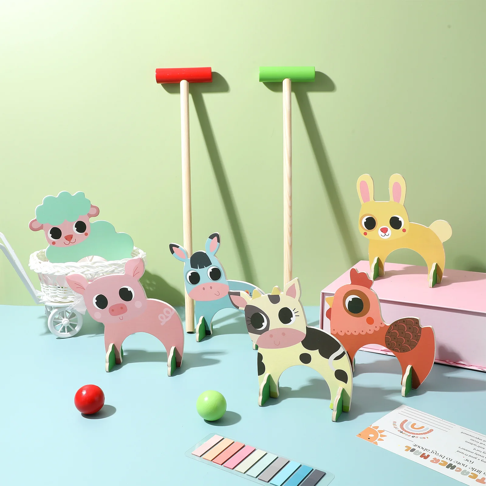 

1 Animal Croquet For Kids Indoor Outdoor Kids Croquet Set Unique Animal-Shaped Wooden Indoor Outdoor Play Set Ball Mallet