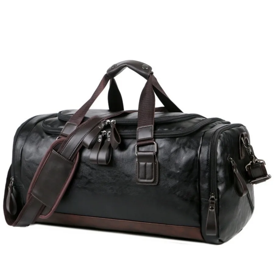 Männer Hohe Qualität Reise Weekender Taschen Sporttasche Leder Übernachtung Seesack Sport Gepäck Tote Duffle für Männer – Detail 10