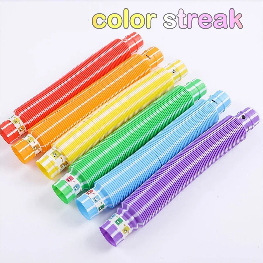 6/12/18/24Pcs Tubes Sensory Toy for Adult Fidget Stress Relieve Toys Kid Autism Anti Stress Plastic Bellows Children Squeeze Toy