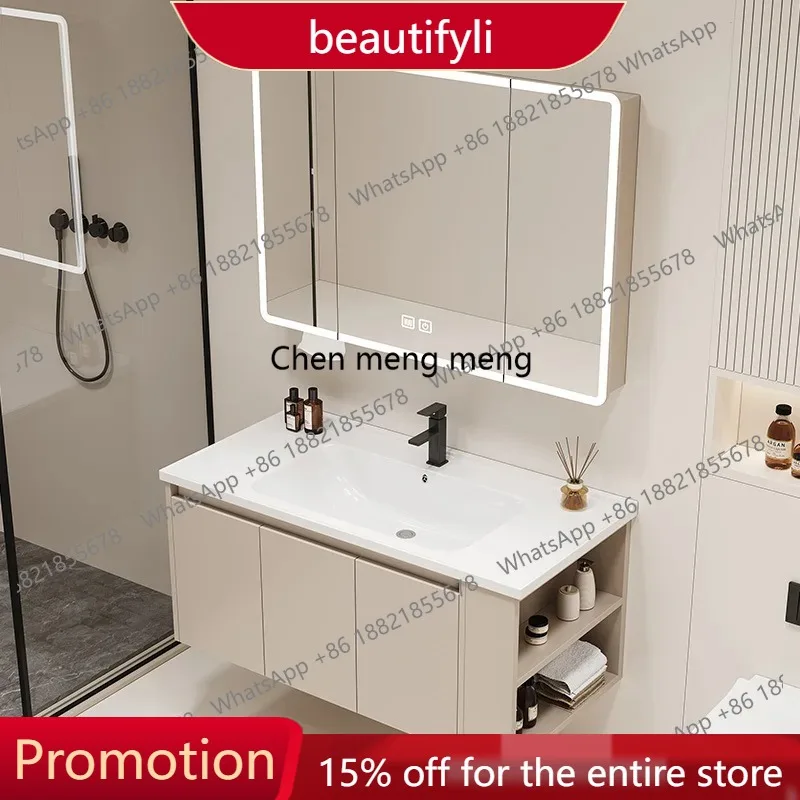 X188 Nordic Modern Bathroom Cabinets Washbasin Sink Ceramic Integrated Basin Bathroom Cabinets Open Storage Furniture Gabinetti