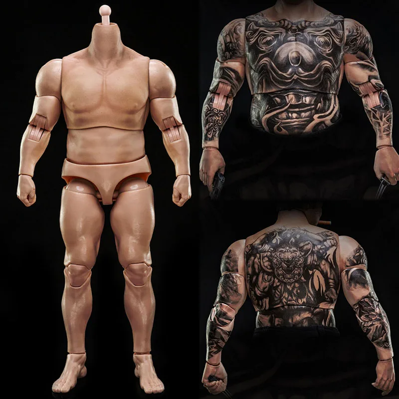 Atm01 1/6 hiperarticulação corpo de soldado móvel masculino forte músculo normal/tatuagem versão figura de ação boneca brinquedos para hobby coletar