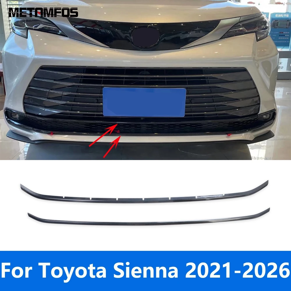 

For Toyota Sienna 2021-2024 2025 2026 Carbon Fiber Front Bumper Grille Racing Grill Molding Trim Sticker Accessories Car Styling