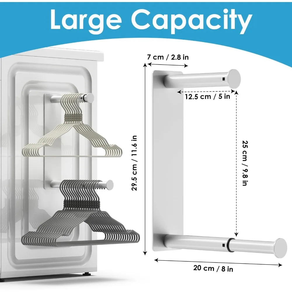MFTEK ハンガーオーガナイザー スタッカー、磁気ハンガーホルダー、洗濯機クローゼットランドリールーム用伸縮式ハンガー収納ラック O