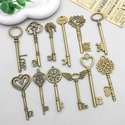 12 Styles 2PCS Mix Bronze Metal Zinc Alloy Key Charms Fit Jewelry Heart Wing Pendant Handmade Diy Jewelry Makings