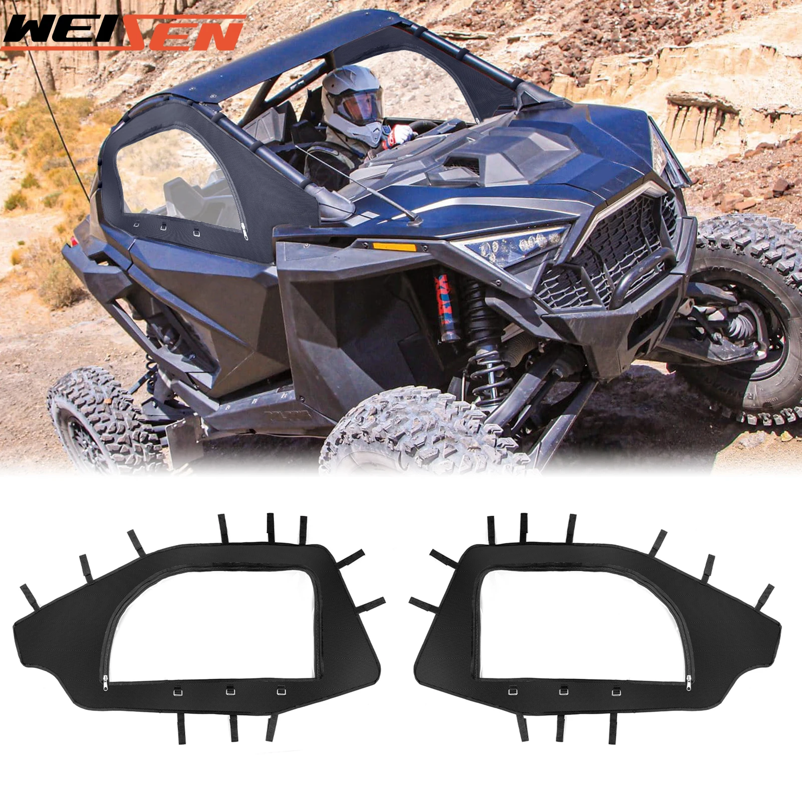 For 2022+ Polaris RZR Pro R 2 Seat UTV All-weather Soft Upper Door Window Cab Enclosure No Drill,zipper Lock Accessories