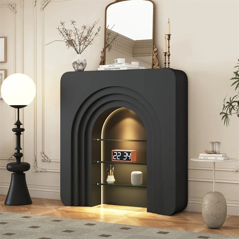 

Living room decorative cabinet simulation black display porch cabinet rack simple